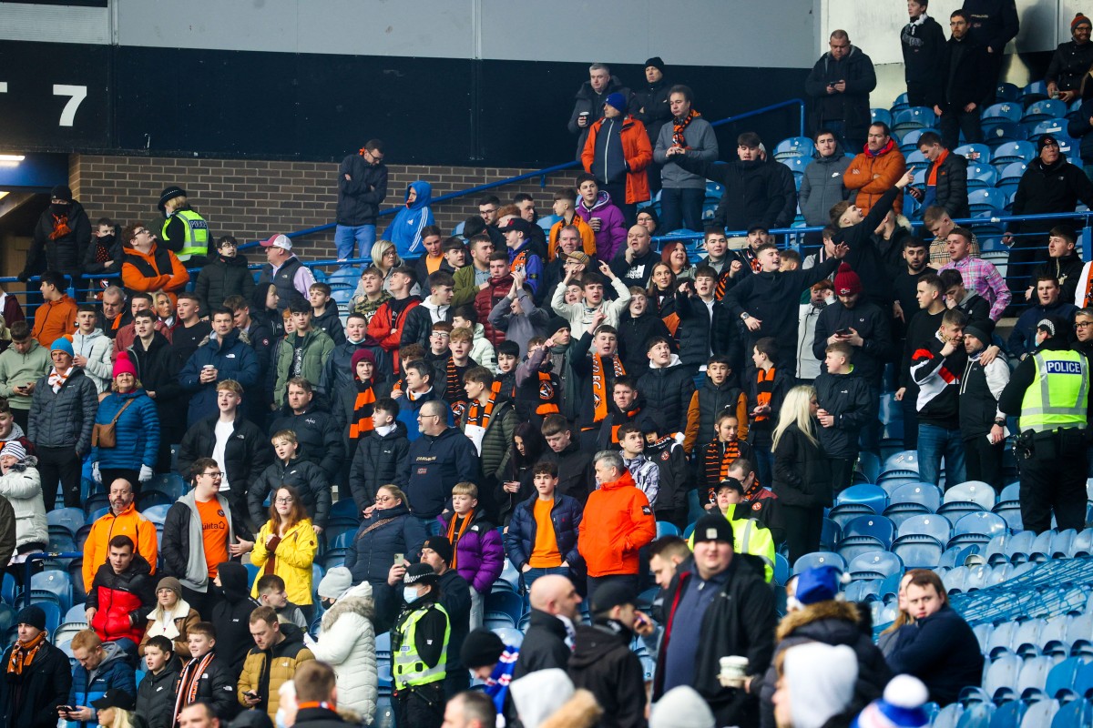 United supporters at Ibrox Stadium