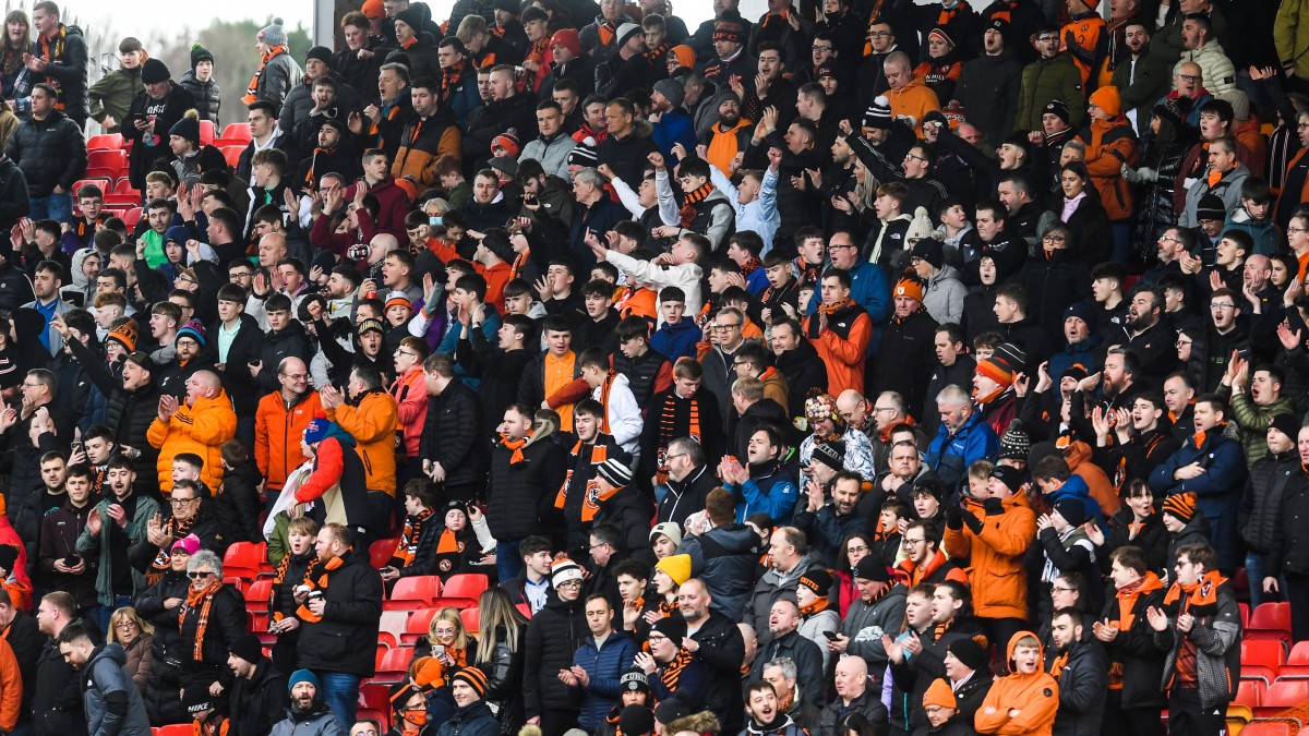 United supporters at Pittodrie Stadium