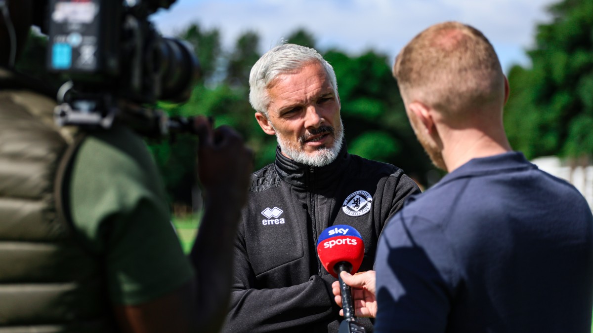 Gaffer Jim Goodwin with Sky Sports