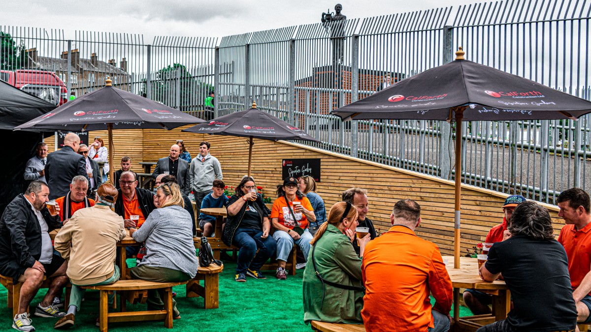 Supporters enjoying our new outdoor area