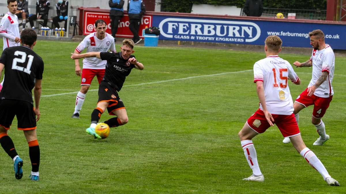 Kai Fotheringham hits a shot at Glebe Park